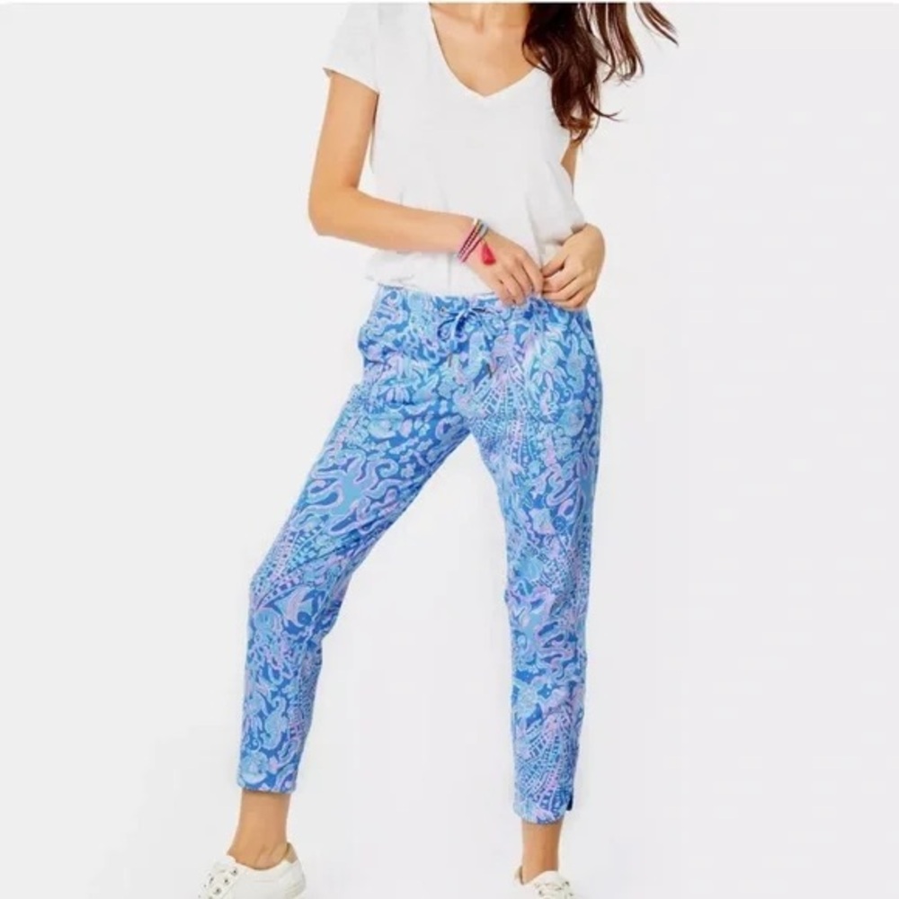 Lilly Pulitzer Blue Printed Ankle Pants